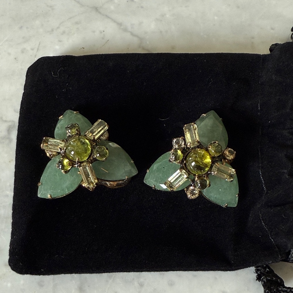 Iradj Moini Jade Green Floral Earrings